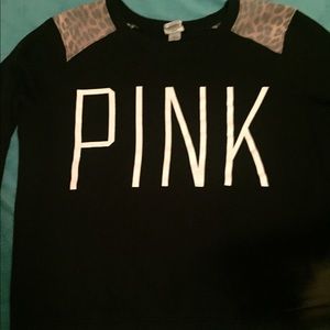 PINK sweatshirt with Leppard print shoulders